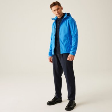 Pánska softshellová bunda s kapucňou Venturer 3-Layer - francúzska modrá + navy