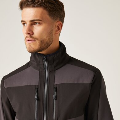 E-VOLVE 2-vrstvová softshellová bunda - tm.sivá+čierna