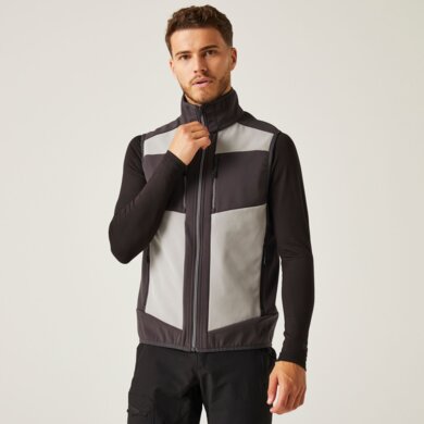 Softshellová vesta E-Volve - sv.sivá+tm.sivá