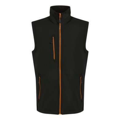 Pánska softshellová vesta NAVIGATE (2-vrstvová) - čierna+oranžová