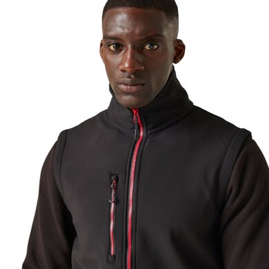 Pánska softshellová vesta NAVIGATE (2-vrstvová) - čierna+červená
