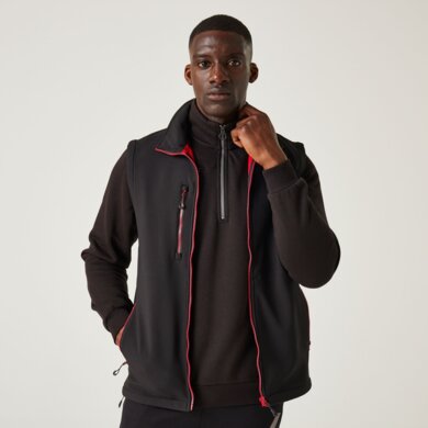 Pánska softshellová vesta NAVIGATE (2-vrstvová) - čierna+červená