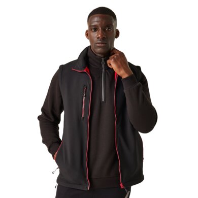 Pánska softshellová vesta NAVIGATE (2-vrstvová) - čierna+červená