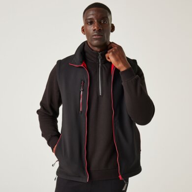 Pánska softshellová vesta NAVIGATE (2-vrstvová) - čierna+červená