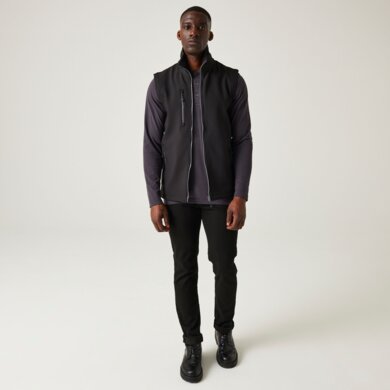 Pánska softshellová vesta NAVIGATE (2-vrstvová) - čierna+sivá