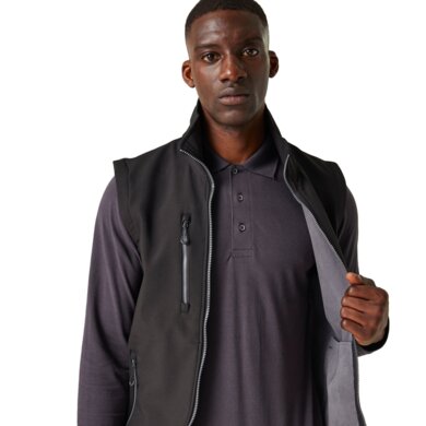 Pánska softshellová vesta NAVIGATE (2-vrstvová) - čierna+sivá