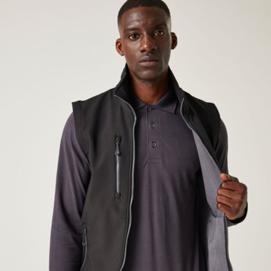 Pánska softshellová vesta NAVIGATE (2-vrstvová) - čierna+sivá