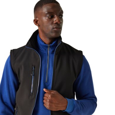 Pánska softshellová vesta NAVIGATE (2-vrstvová) - čierna+modrá