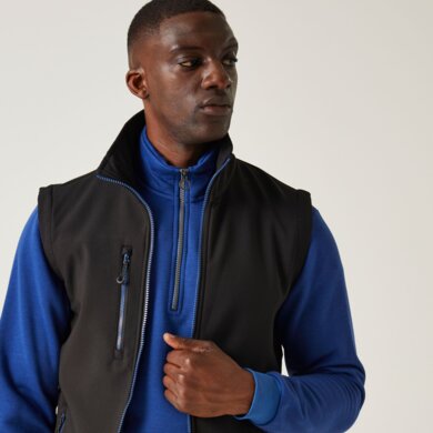 Pánska softshellová vesta NAVIGATE (2-vrstvová) - čierna+modrá