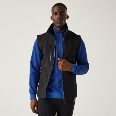 Pánska softshellová vesta NAVIGATE (2-vrstvová) - čierna+modrá