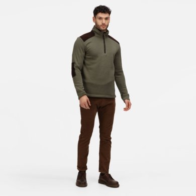 Mikina HOLBECK HALF ZIP FLEECE - tmavá khaki