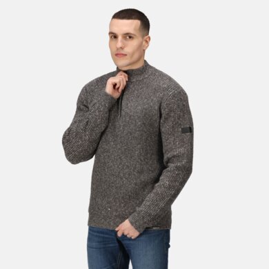 Pracovný pulóver SOLOMON ZIP-NECK KNITTED - dark grey marl