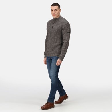 Pracovný pulóver SOLOMON ZIP-NECK KNITTED - dark grey marl