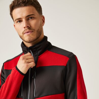 E-Volve hybrid Midlayer strečová bunda - červená+čierna