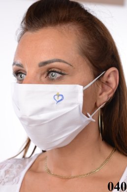 Rúško bavlnené na tvár-BORT (dvojvrstvové-100% bavlna) s výšivkou krížik (modré) 040 - VYROBENÉ NA SLOVENSKU