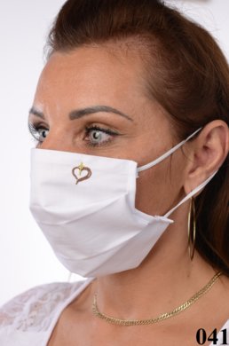 Bavlnené rúško slovenské B03-BORT.slovenský výrobok (dvojvrstvové-100% bavlna) s výšivkou krížik v hnedej farbe 041