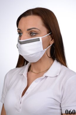 Bavlnené rúško na tvár  B03-BORT.slovenský výrobok (dvojvrstvové-100% bavlna) - ozdobné rúško motív vlnky (biele) 060