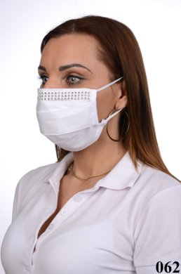 Ochranné rúško na tvár bavlnené B03-BORT.slovenský výrobok (dvojvrstvové-100% bavlna) - ozdobné rúško motív bižutéria (biele) 062