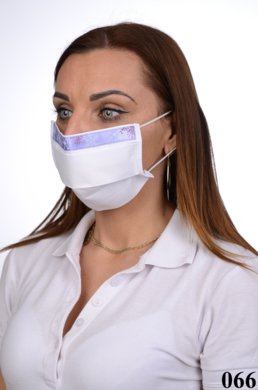 Ozdobné rúško  bavlnené na tvár B03-BORT (dvojvrstvové-100% bavlna) motív snehová vločka (biele) 066 - VYROBENÉ NA SLOVENSKU