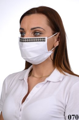 Ozdobné rúško  bavlnené na tvár B03-BORT (dvojvrstvové-100% bavlna)-motív kvietky (biele) 070 - VYROBENÉ NA SLOVENSKU