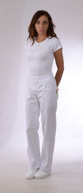 Nohavice na gumu Klara - dámske - biele (100% bavlna) VYROBENÉ NA SLOVENSKU