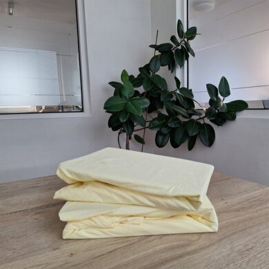 Napínacia jersey plachta Lusiana s elastanom - 90x200cm - žltá