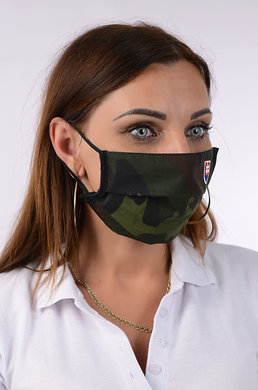 Rúško antibakteriálne na tvár-BORT,dvojvrstvové-1vrstva(100%bavlna), 1vrstva (100%polyester s iónmi striebra)maskáčové so slovenským znakom-výšivka 020 - VYROBENÉ NA SLOVENSKU