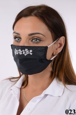 Antibakteriálne rúško s iónmi striebra B03- BORTEX, slovenský výrobok, dvojvrstvové-1.vrstva(100%bavlna), 2.vrstva (100%polyester s iónmi striebra) s ozdobným ornamentom-výšivka (biela) 023