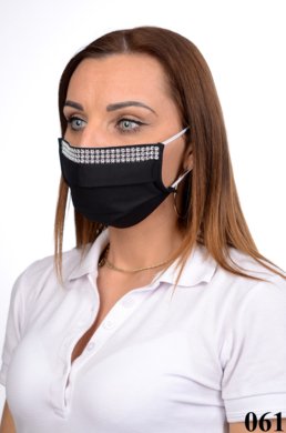 Ochranné antibakteriálne rúško s iónmi striebra  B03- BORTEX,  slovenský výrobok, dvojvrstvové-1.vrstva(100%bavlna), 2.vrstva (100%polyester s iónmi striebra) - ozdobné rúško motív bižutéria (čierne) 061