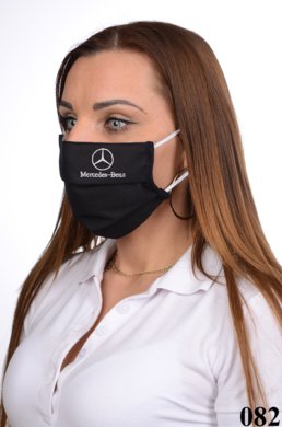 Antibakteriálne bavlnené rúško BORT, dvojvrstvové-1vrstva(100%bavlna), 1vrstva (100%polyester s iónmi striebra)s výšivkou- motív MERCEDES -BENZ (čierne) 082 - VYROBENÉ NA SLOVENSKU