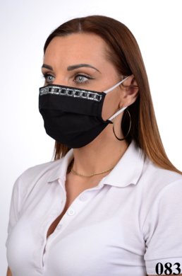 Antibakteriálne ozdobné bavlnené rúško BORT, dvojvrstvové-1vrstva(100%bavlna), 1vrstva (100%polyester s iónmi striebra) motív trblietky  (čierne) 083 - VYROBENÉ NA SLOVENSKU