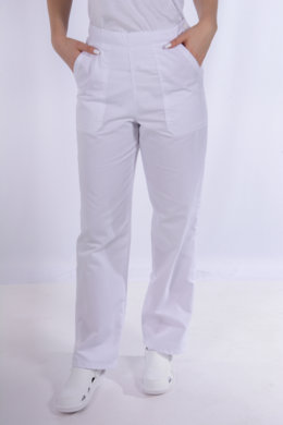 Nohavice na pevný pás- dámske - biele (zmesový materiál) VYROBENÉ NA SLOVENSKU