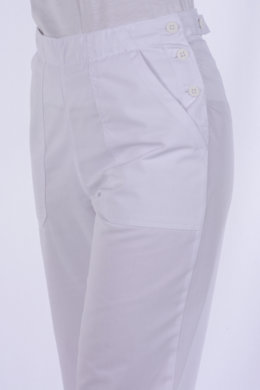 Nohavice na pevný pás- dámske - biele (100% bavlna) VYROBENÉ NA SLOVENSKU