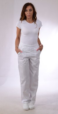 Nohavice na gumu biele dámske (zmesový materiál) VYROBENÉ NA SLOVENSKU