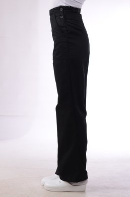 Nohavice na pevný pás  - dámske - čierne (zmesový materiál) VYROBENÉ NA SLOVENSKU