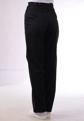 Nohavice na pevný pás  - dámske - čierne (zmesový materiál) VYROBENÉ NA SLOVENSKU