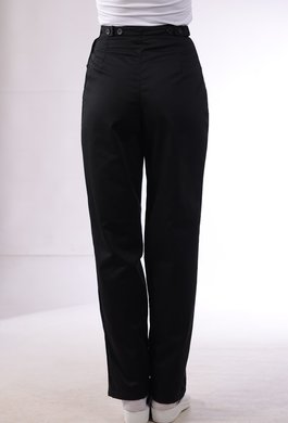 Nohavice na pevný pás  - dámske - čierne (zmesový materiál) VYROBENÉ NA SLOVENSKU