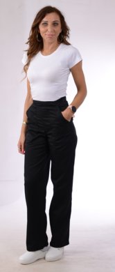 Nohavice na pevný pás  - dámske - čierne (zmesový materiál) VYROBENÉ NA SLOVENSKU