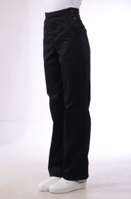 Nohavice na pevný pás-dámske-čierne (zmesový materiál) VYROBENÉ NA SLOVENSKU