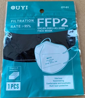 Respirátor FFP2 - čierny (typ:0Y-01FFP2 NR)