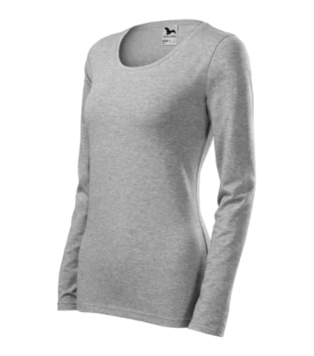 Tričko dámske SLIM (MALFINI) tmavosivý melír  (dlhý rukáv)