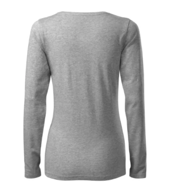 Tričko dámske SLIM (MALFINI) tmavosivý melír  (dlhý rukáv)