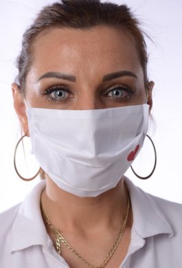 Rúško bavlnené na tvár-BORT (dvojvrstvové-100% bavlna)- s potlačou tvarovaného srdca 034 - VYROBENÉ NA SLOVENSKU