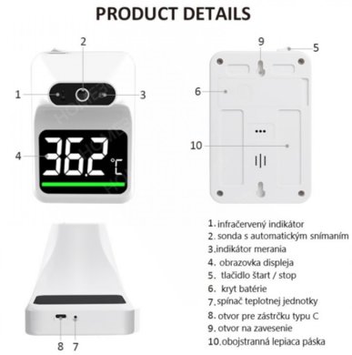 Bezkontaktný infračervený teplomer na stenu